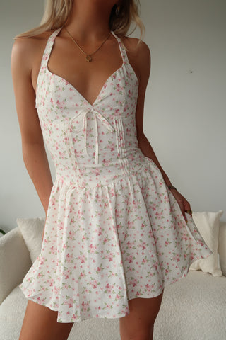Cream Dress With Pink Floral Detail