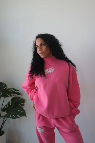 Happy Camp3r Hot Pink Mockneck Sweatshirt