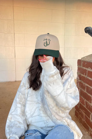 Lucky You Green & Khaki Horse Shoe Trucker Hat