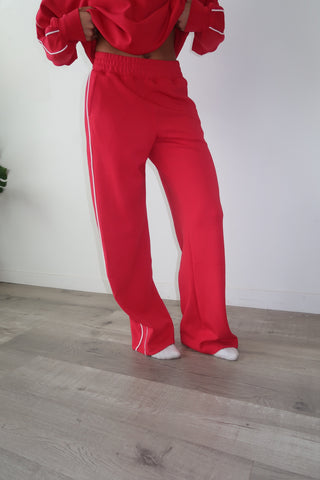 Modal Red Side Stripe Track Pants