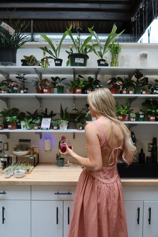 Dusty Coral Corset Drop Waist Open Back Dress