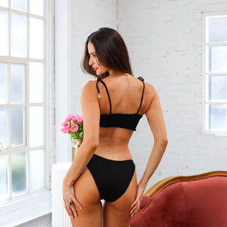 Kulani Kinis Shirred Minimal Full Coverage Bikini Bottom - Twilight Black