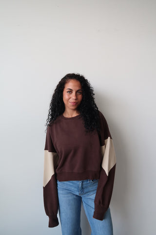 Espresso/Bone Color Block Sweatshirt