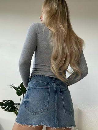 Medium Wash Micro Denim Mini Skirt