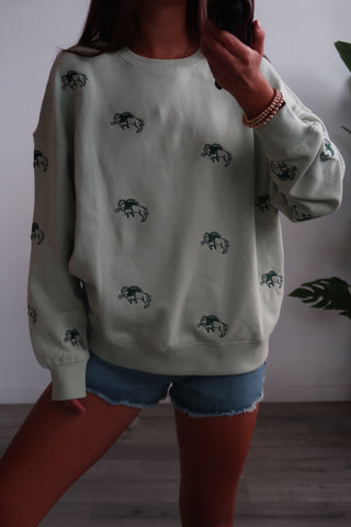 NDSU Light Green Bison Crewneck
