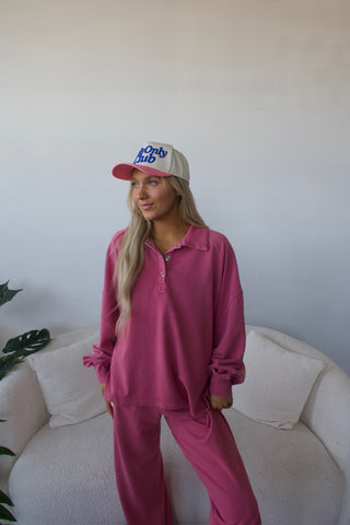 Berry Love French Terry Wide Leg Sweatpants