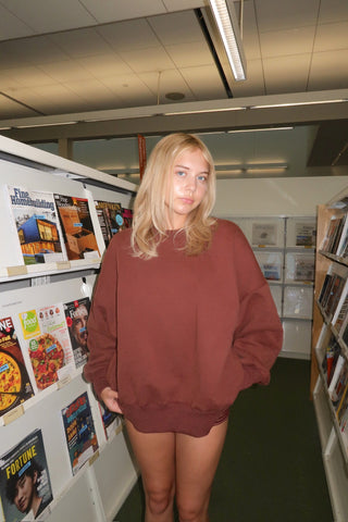 Reversible Brown Fleece/Sherpa Oversized Crewneck