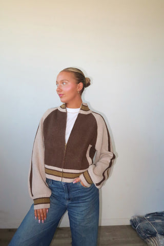 Zip Up Sweater With Star Accent
