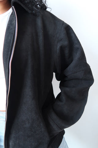 Black Oversized Suede Jacket
