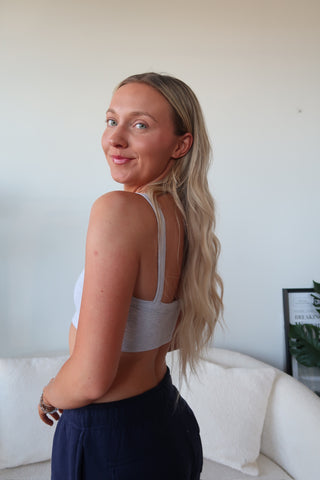 Light Grey Ribbed Bra Top