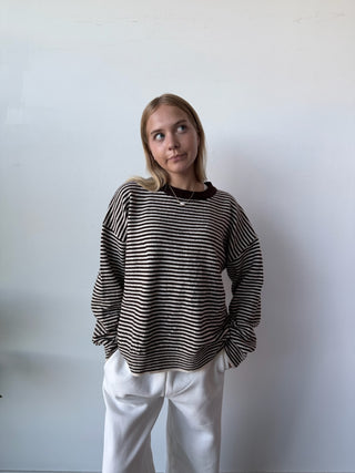 Cream & Brown Striped Sweater