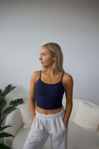 Navy Butter Soft Cropped Tank Top