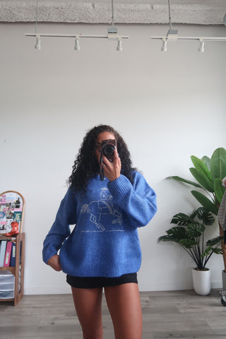 Royal Blue Horse Sweater