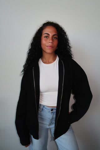 Black Oversized Suede Jacket