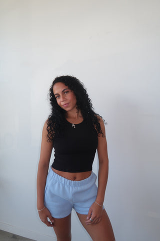 Black High Neck Cropped Tank