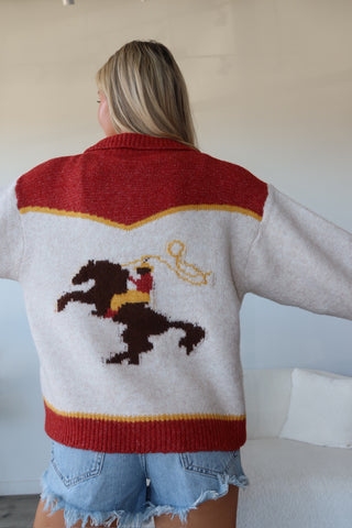 Cowboy Riding Horse Zip Up