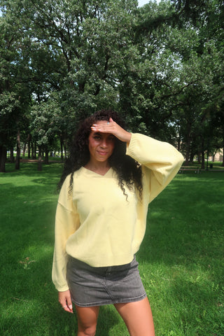 Yellow Soft V-Neck Sweater