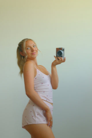 Pink Strawberry Detail Tank Top