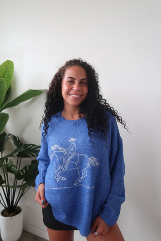 Royal Blue Horse Sweater