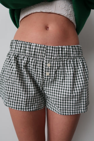 Green Gingham Micro Shorts