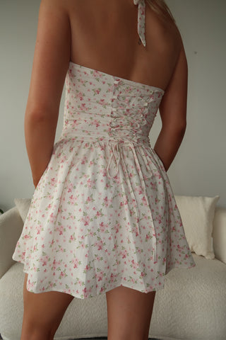 Cream Dress With Pink Floral Detail