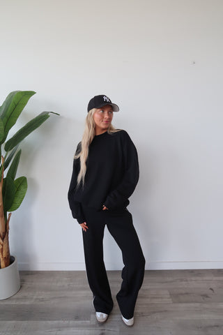 Modal Black Flowy Side Stripe Track Pants