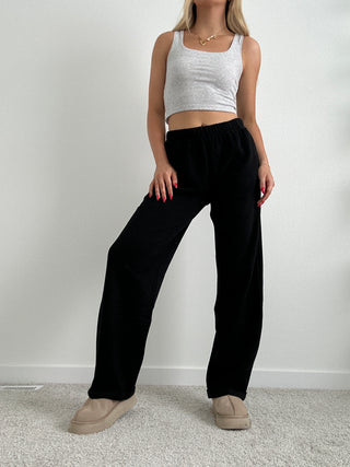 Long Black Staple Wide Leg Sweatpants