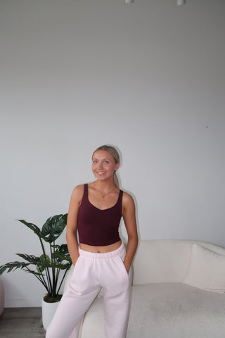 Burgundy V-Neck Butter Soft Tank Top