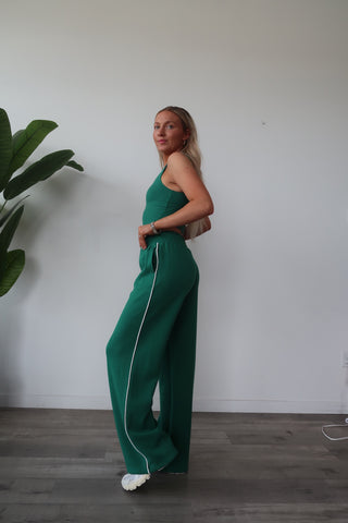 Modal Green Flowy Side Stripe Track Pants