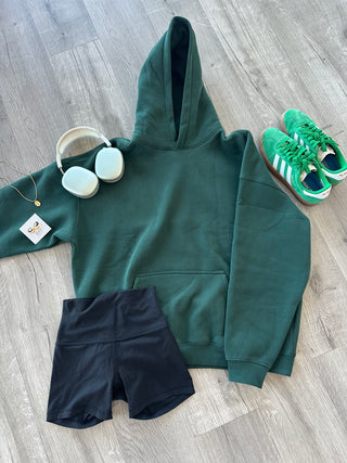 Dark Green Core Fleece Loose Fit Hoodie