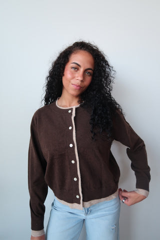 Color Contrast Button Down Cardigan