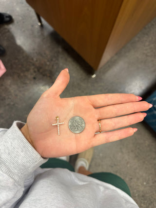 Gold & Pearl Cross Charm