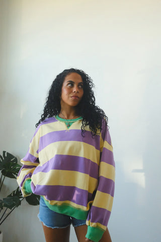 Oversized Colorblock Stripe Sweatshirt