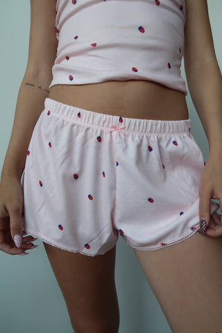 Pink Strawberry Detail Shorts