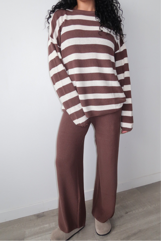 Knit Brown Striped Long Sleeve