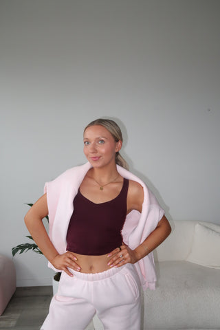 Burgundy V-Neck Butter Soft Tank Top