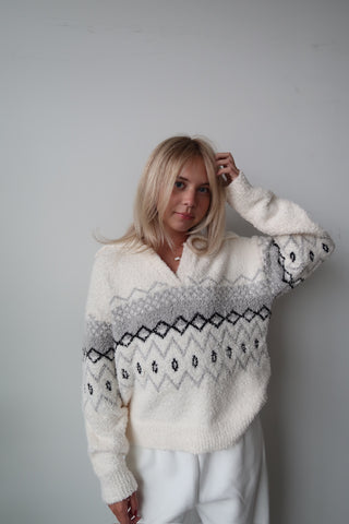Thread & Supply Bernice Cream/Grey Sweater