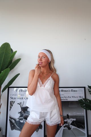 White Lace Trim Tank Top