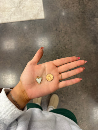 Gold & Pearl Heart Charm