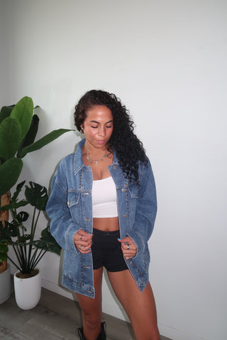 Daze Beau Vintage Blue Denim Jacket With Studs
