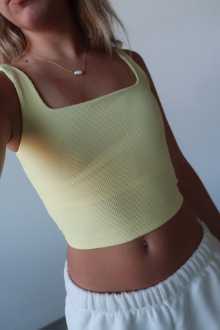 Ribbed Square Neck Sleeveless Crop Top