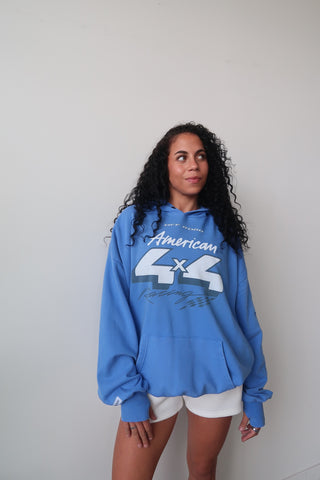 Off Road American 4x4 Racing Hideout Hoodie - Vintage Blue