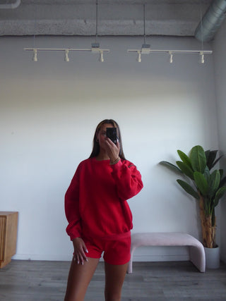 Cherry Red Staple Oversized Crewneck