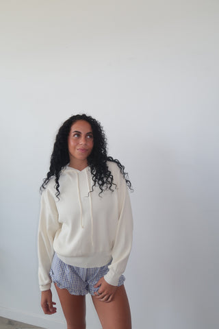 Cream Knit Hoodie Sweater