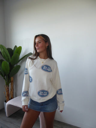 The Mayfair Group “You Are Enough” Waffle Crewneck