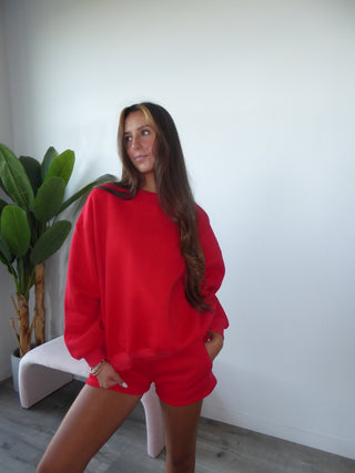 Cherry Red Staple Oversized Crewneck