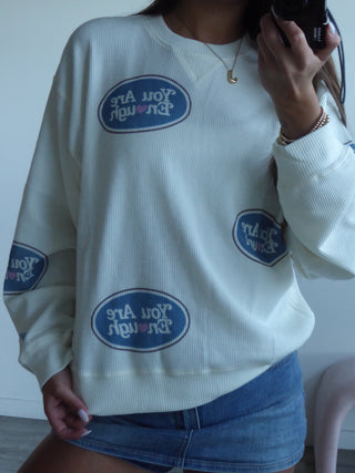 The Mayfair Group “You Are Enough” Waffle Crewneck