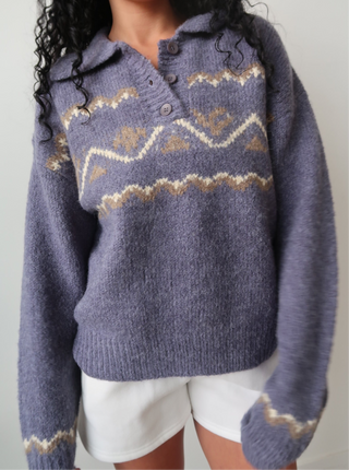 Dusty Blue Collared Sweater