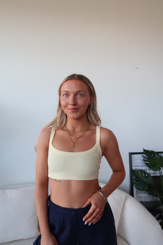 Pastel Yellow Ribbed Bra Top