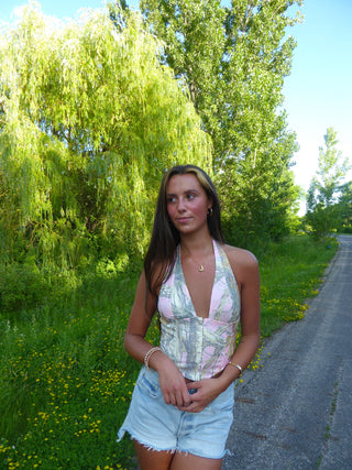 Pink Camo Halter Corset Top
